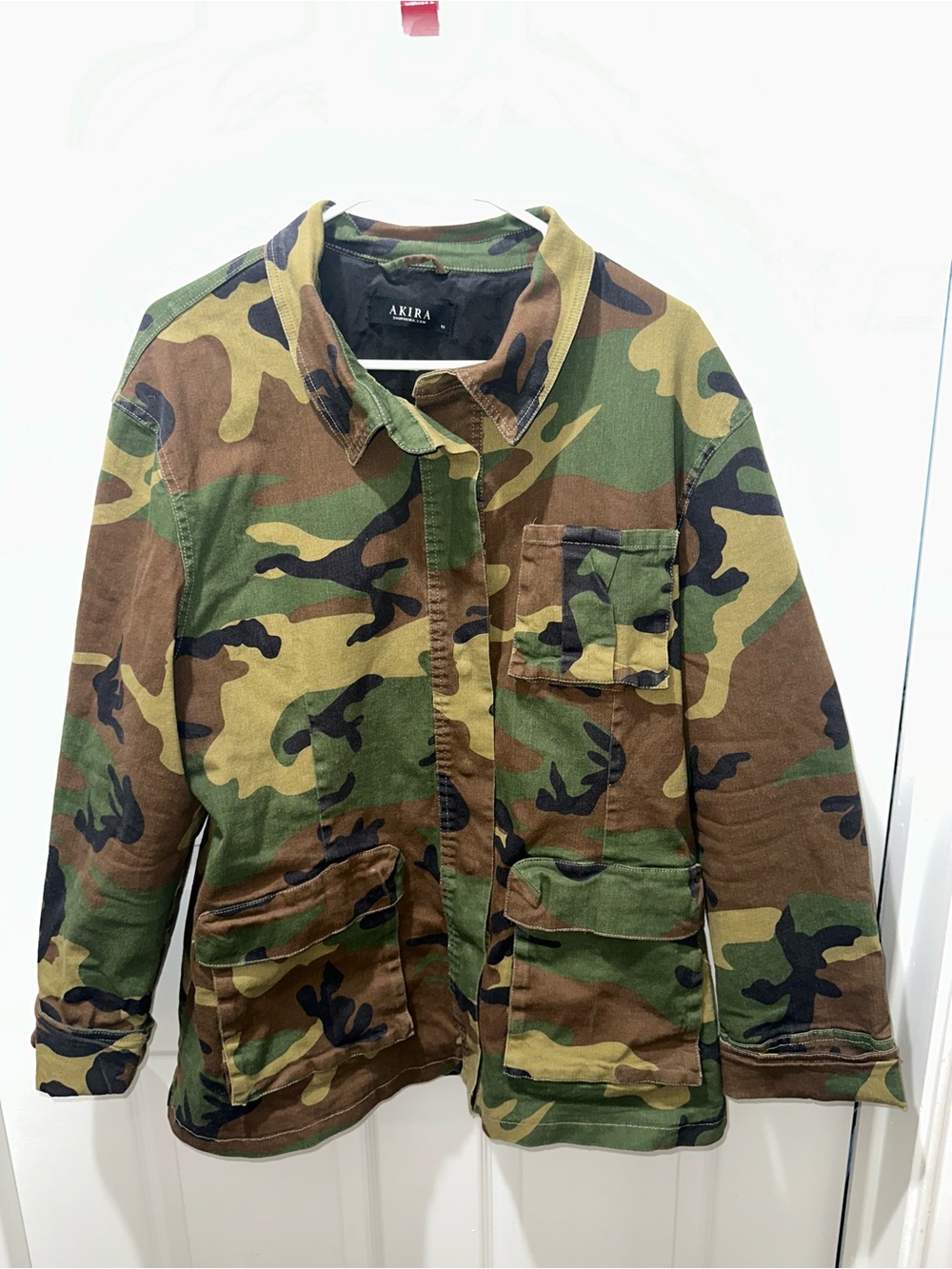 AKIRA Camouflage Jean Jacket in Green and Brown